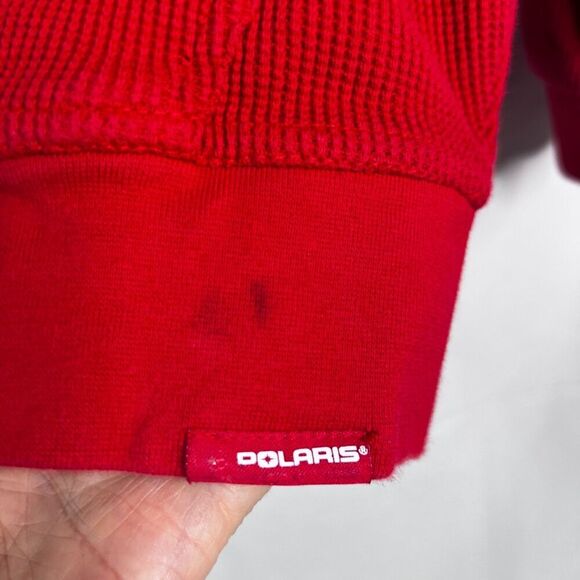 Polaris Racing Red Hooded 100% Cotton Full Zip Thermal Sweatshirt Size Medium - Picture 13 of 13